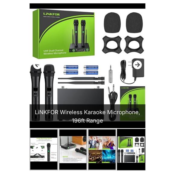 NEW LiNKFOR Wireless Karaoke Microphone System For Parties and Events Clubs BBQs - Picture 2 of 6